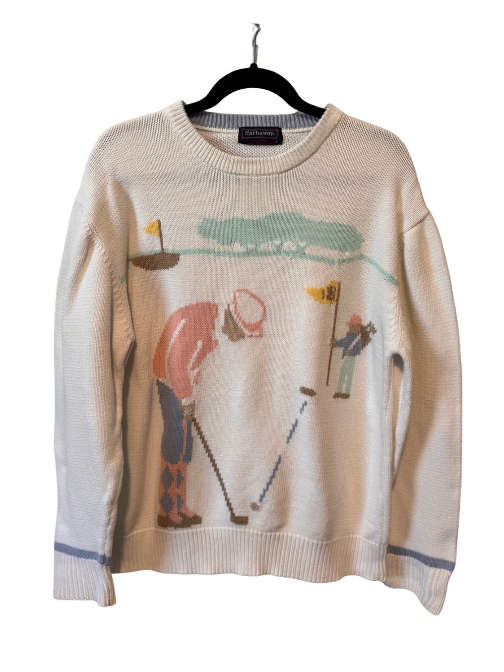 VINTAGE HATHAWAY | Golf Novelty Sweater | 100% Cotton | Preppy Quiet Luxury